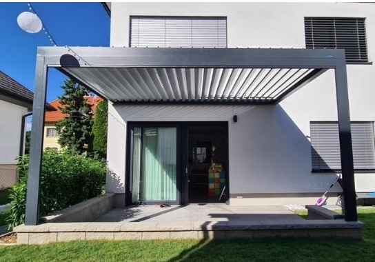 Metal Pergola Attached to House
