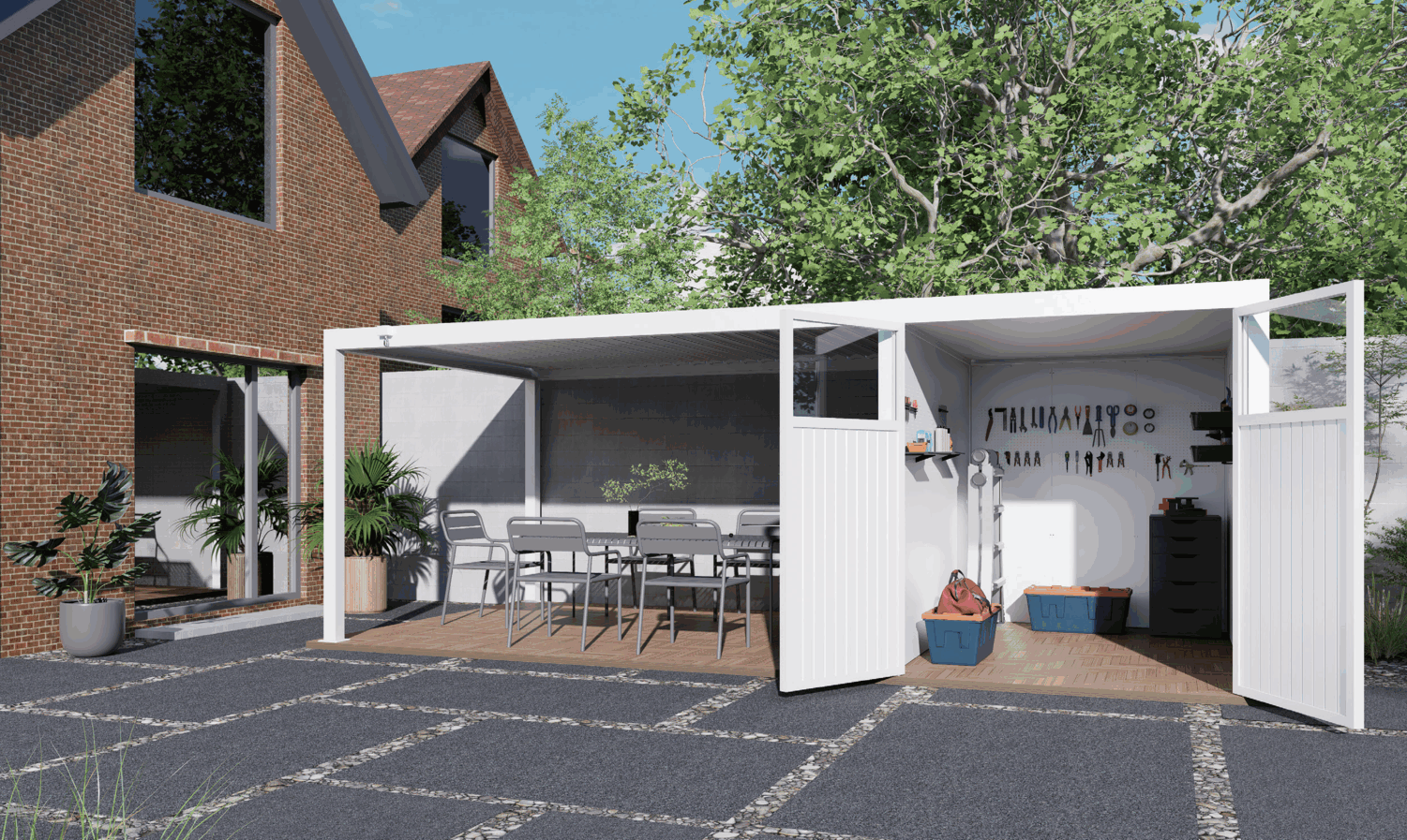 Pergola with toolhouse 100B-4ts(2)